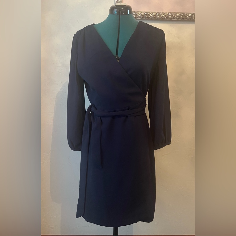 J. Crew Navy Blue Crepe Wrap Dress size 6
